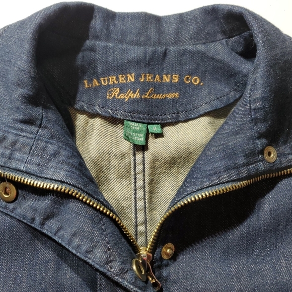 Womens Ralph Lauren Dark Blue Denim Jacket with Gold Details Med - Picture 2 of 11